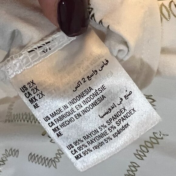 JM Collection Plus Size 2X T Shirt Short Sleeves White Gold - Picture 5 of 5